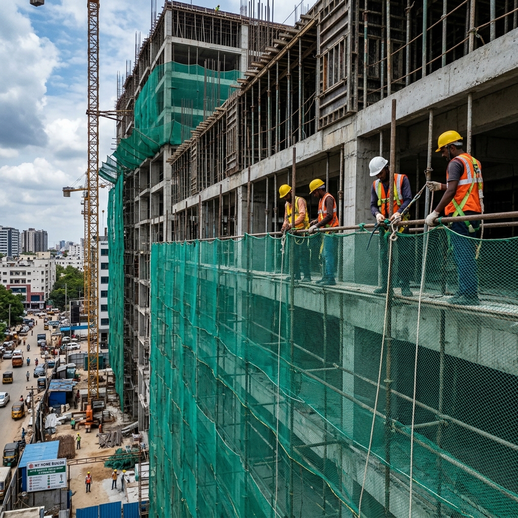 Construction Safety Nets 18 Floor Building Miyapur Hyderabad